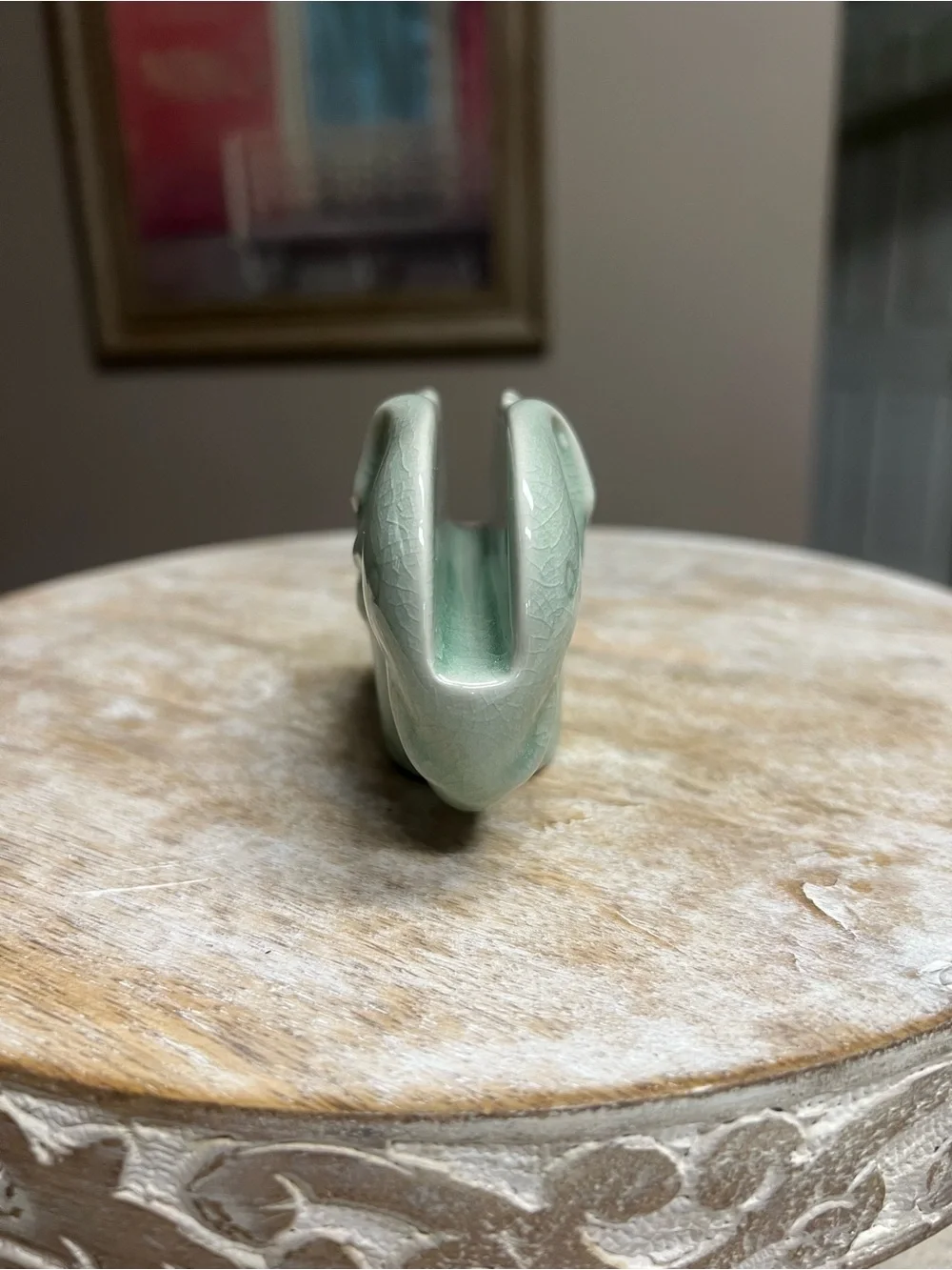 🐘Pier 1 Imports Celadon Ceramic Elephant Business Card Holder